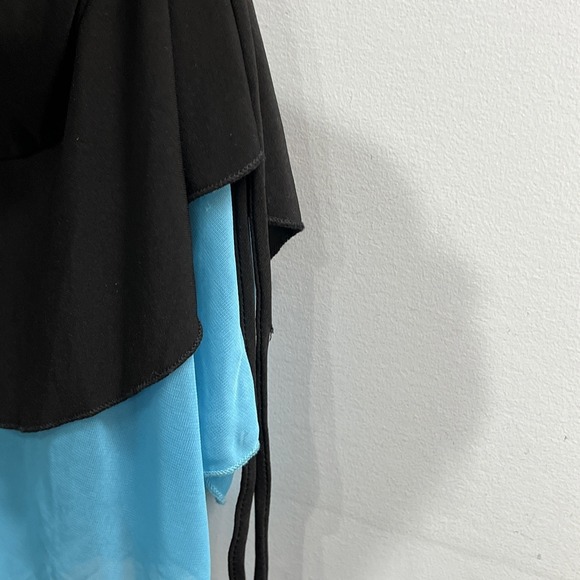 Vintage Taboo Y2K Dress M Black Babydoll Ruched Sequin Asymmetrical Mesh Fairy - Picture 6 of 13